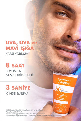 avene sunscreen for dry skin SPF 50, 50ml avène sunscreen bottle, applying sunscreen on the face Avène Sunscreen for Dry Skin - SPF 50+ | 50 ml Avène Sunscreen for Dry Skin SPF 50+ avene, sunscreen, dry-skin, spf-50, moisturizing-sunscreen, face-sunscreen, sensitive-skin, water-resistant, daily-use, ai-generated