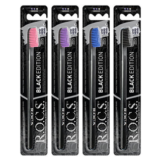 Rocs Black Edition Toothbrush Medium - Effective Plaque Removal | Premium