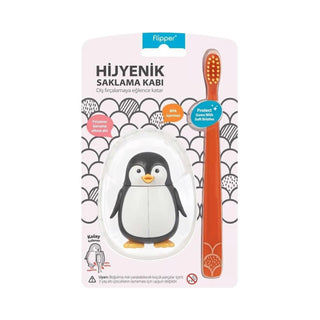 Flipper Children's Toothbrush and Penguin Storage Case - Fun and Hygienic Oral Hygiene for Kids Flipper Kids Toothbrush & Case children's toothbrush, toothbrush storage case, kid's oral hygiene, fun toothbrush, penguin design toothbrush, oral hygiene for kids, children's oral care, fun and engaging toothbrush, hygienic toothbrush storage, kids' toothbrush set