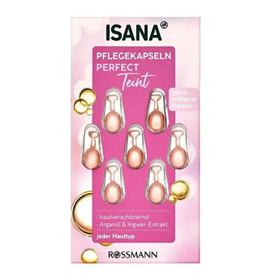 Isana Face Serum Perfect Teint - 7 Capsules, Argan Oil & Ginger Extract for All Skin Types
