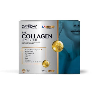day2day collagen beauty fish sachets, packaging of day2day collagen beauty fish, day2day collagen beauty fish nutrition facts Day2Day Collagen Beauty Fish - 7g | 30 Sachets Day2Day Collagen Beauty Fish - 7g X 30 Sachets collagen-supplement, beauty-enhancer, dietary-supplement, skincare, anti-aging, health, vitamins, wellness, day2day, ai-generated