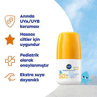 Nivea Baby Sunscreen SPF 50 - Gentle Sun Protection Roll-On for Sensitive Skin - UVA/UVB Protection, Water Resistant - Pediatrician Approved Nivea Baby Sunscreen SPF 50 - Gentle Baby Sun Protection baby sunscreen, sun protection for babies, SPF 50 baby sunscreen, sensitive skin sunscreen, pediatric sunscreen, Nivea baby sunscreen, water resistant baby sunscreen, UVA UVB baby sunscreen, baby sun protection roll on, organic baby sunscreen, baby sunblock, infant sunscreen, children's sunscreen, sensitive baby 