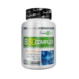 Suda Vitamin B-50 Complex Supplement - 60 Vegetarian Capsules for Energy & Nerve Health Suda Vitamin B-50 Complex - 60 Veg Capsules Vitamin B Complex, B Vitamin Supplement, Health Supplement, Dietary Supplement, Vegetarian Capsules, Energy Support, Nerve Health, Heart Health, Folic Acid, Biotin, Inositol, Choline, Health & Wellness, Nutrition, Supplements, Vitamins
