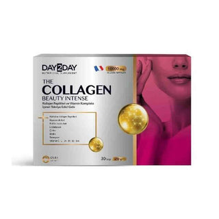 day2day collagen beauty intense packaging, bottle of day2day collagen liquid supplement Day2Day Collagen Beauty Intense - 30 Sachets Day2Day Collagen Beauty Intense - 30 Sachets collagen, beauty, dietary-supplement, liquid-supplement, skincare, vitamins, adults, health, hydration, ai-generated