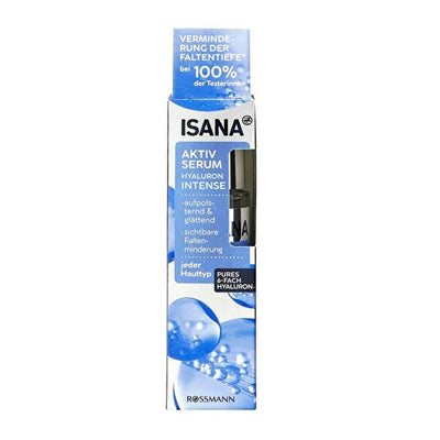 Isana Hyaluronic Acid Intense Facial Serum: Triple Action Hydration, Anti-Aging & Wrinkle Reduction - Vegan Skincare for