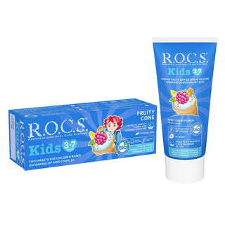 Rocs Kids Children's Toothpaste, Fluoride-Free, SLS-Free, Fruit-Flavored Toothpaste for Kids Aged 3-7 Years