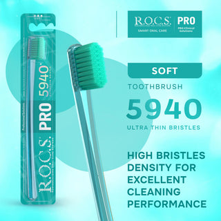 ROCS PRO 5940 Soft Toothbrush - Gentle Bristles | Adult Use