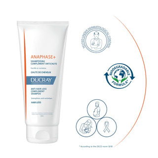 Ducray Anaphase+ Anti-Hair Loss Shampoo - Strengthens Hair, Adds Volume - 6.76 fl oz