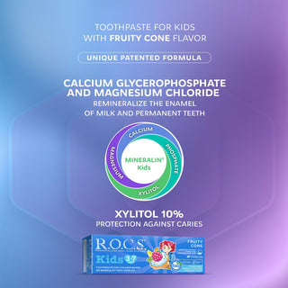 Rocs Kids Children's Toothpaste, Fluoride-Free, SLS-Free, Fruit-Flavored Toothpaste for Kids Aged 3-7 Years