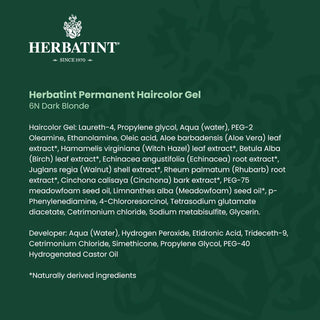 Herbatint Permanent Haircolor Gel, 6N Dark Blonde