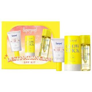 Destination Glow SPF Kit - Hydrating Sun Care Set with Luminous Finish, SPF 40 & 50, Cruelty-Free & Gluten-Free Destination Glow SPF Kit - Hydrating & Luminous Sun Care sunscreen kit, hydrating sun care, luminous sunscreen, SPF 40, SPF 50, cruelty-free sunscreen, gluten-free sunscreen, sun protection, skin hydration, normal skin, dry skin, combination skin, sunkissed glow, sun care essentials, skincare, beauty products