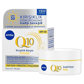 Nivea Q10 Power Anti-Wrinkle Day Cream with SPF30 - Hydrating Face Moisturizer for Women Nivea Q10 Power Anti-Wrinkle Day Cream SPF30 Anti-Wrinkle Day Cream, Nivea Q10 Power, SPF30 Face Cream, Anti-Aging Skincare, Hydrating Face Moisturizer, Women's Skincare, Sensitive Skin Friendly, Dermatologically Tested, Q10, Keratin, Hyaluron, Skincare Essentials, Gift for Her
