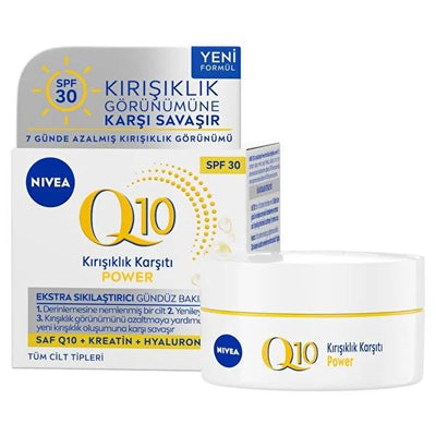 Nivea Q10 Power Anti-Wrinkle Day Cream with SPF30 - Hydrating Face Moisturizer for Women