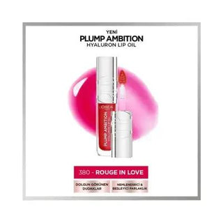 Loreal Paris Plump Ambition Hyaluron Lip Oil - 380 Rouge In Love, Hydrating Lip Care with Plumping Effect Loreal Paris Hyaluron Lip Oil - Hydrating & Plumping Loreal Paris Lip Oil, Hyaluron Lip Care, Plumping Lip Gloss, Rouge In Love Lip Color, Hydrating Lip Product, Lip Care, Cosmetic, Beauty Product, Lip Gloss, Moisturizing Lip Care, Fashionable Lip Color, Trendy Lip Products, Lip Hydration, Plumping Lip Care