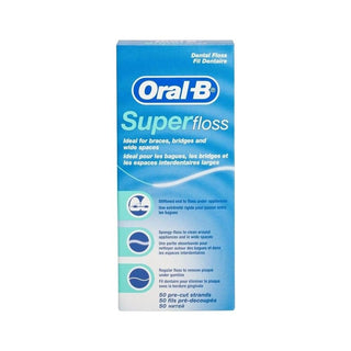 Oral-B Superfloss Dental Floss for Orthodontic Appliances & Bridges - Fresh Mint Flavor, 50 Count Oral-B Superfloss: Orthodontic Floss & Dental Care Dental Floss, Oral-B Superfloss, Orthodontic Floss, Dental Care, Oral Hygiene, Orthodontic Appliances, Bridges, Implants, Wide Gaps Between Teeth, Mint Flavor, Fresh Breath, Oral Care, Hygiene Routine, Dental Hygiene, Flossing, Oral Health