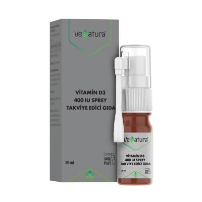 VeNatura Vitamin D3 400 IU Spray Supplement for Bone Health & Immune Support - 20ml Oral Spray for Individuals Aged 11+