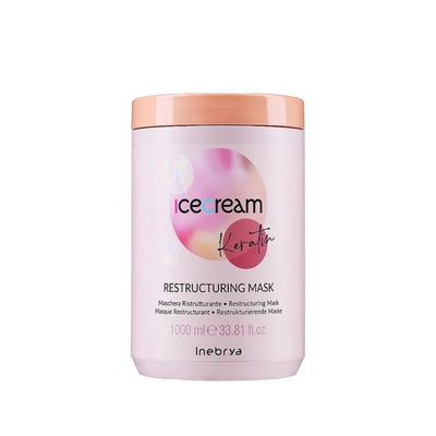 Inebrya Keratin Hair Mask - Intensive Repair & Restructuring Treatment for Damaged Hair, 1000ml