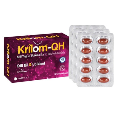 Krilom-QH Omega-3 Krill Oil Capsules with Ubiquinol - Antioxidant Support, Heart Health, 30 Count