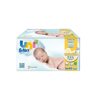 Uni Baby Wet Wipes for Newborns - Gentle, Dermatologically Tested, 3 x 40 Count Uni Baby Wet Wipes - Gentle & Safe for Newborns baby wet wipes, newborn baby care, gentle cleansing for sensitive skin, natural and hypoallergenic baby products, dermatologically tested baby wipes, Uni Baby, baby care products, natural baby wipes, hypoallergenic wipes, newborn essentials