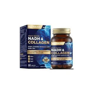 Nutraxin NADH Collagen Tablets: Anti-Aging Supplement for Skin Elasticity, Hydration & Healthy Joints - Gluten Free Collagen Support Nutraxin NADH Collagen: Anti-Aging & Skin Elasticity Supplement collagen supplement, NADH collagen, hyaluronic acid supplement, anti-aging supplement, skin elasticity supplement, collagen tablets, Nutraxin Collagen, hydrolyzed collagen, resveratrol supplement, gluten free collagen, collagen, hyaluronic acid, NADH, skin health, anti-aging, wrinkles, joint health, gluten-free, d