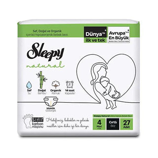 Sleepy Baby Diapers Jumbo Pack Size 4 Maxi, Natural Bamboo & Cotton, Absorbent Disposable Diapers for Sensitive Skin (27 Count) Sleepy Baby Diapers Size 4: Bamboo & Cotton, Sensitive Skin baby diapers, disposable diapers, bamboo diapers, cotton diapers, size 4 diapers, maxi diapers, sensitive skin diapers, baby diaper jumbo pack, natural baby diapers, absorbent baby diapers, diapers, baby essentials, infant care, toddler care, diaper rash prevention, hypoallergenic diapers, eco-friendly diapers, comfortable