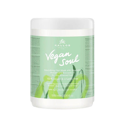 Kallos Cosmetics Vegan Soul Nourishing Hair Mask for Dry & Damaged Hair - 1000ml Vegan Hair Care