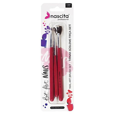 Nascita Nail Art Brush Set - 3 Piece Professional Brushes for Detailed Nail Decoration