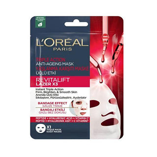 L'Oréal Paris Revitalift Anti-Aging Face Mask - 3-Layered Hydrating Mask with Peptide, Hyaluronic Acid & Vitamin C L'Oréal Paris Revitalift Anti-Aging Face Mask - Hydrate & Firm anti-aging face mask, L'Oréal Paris Revitalift, hyaluronic acid face mask, peptide face mask, vitamin C face mask, intensive hydration skincare, anti-wrinkle skincare, face mask, skincare, anti-aging, hydration, peptide, hyaluronic acid, vitamin C, gauze fabric mask, clinically tested, skin elasticity, smoothness, brightness, nouris