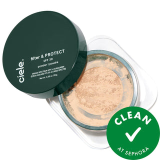 filter & PROTECT - Mineral Finishing Powder SPF 30+ for Natural Finish, Vegan & Cruelty-Free Mineral Finishing Powder SPF 30+ - Natural Finish & Protected Skin mineral finishing powder, SPF 30+ makeup, vegan beauty products, natural finish makeup, clean beauty, loose powder, cruelty-free, gluten-free, recyclable packaging, antioxidant skincare, skin protection, makeup setting powder