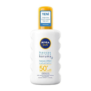 Nivea Sunscreen Spray SPF 50+ for Sensitive Skin - Water-Resistant, Antioxidant Sun Protection Nivea Sunscreen Spray SPF 50+ - Water-Resistant & Antioxidant Sunscreen Spray, SPF 50+, Sensitive Skin, Water-Resistant Sunscreen, Antioxidant Sun Protection, Dermatologically Approved, Non-Greasy, Quick Absorption, Outdoor Activities, Daily Sun Protection, Family Sun Care