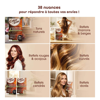 Color&Soin Ammonia-Free Hair Dye 4B Brownie Chestnut - Natural, Permanent Hair Color with Herbal Extracts