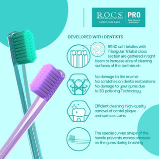 ROCS PRO 5940 Soft Toothbrush - Gentle Bristles | Adult Use