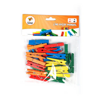 Lino Wooden Clips - Colorful 45mm Crafting Clips for Art Projects & Organization - Pack of 25 Lino Colorful Wooden Clips for Crafting & Organization wooden clips, colorful clips, crafting supplies, art supplies, wooden mandal, eco-friendly crafting, organization tools, craft organization, art projects, crafting tools, sustainable crafting supplies