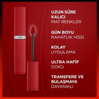 loreal-paris-infaillible-matte-liquid-lipstick-210-tropical-vacay, 210 tropical vacay lipstick tube front view, swatch of loreal paris matte liquid lipstick 210 Loreal Paris Infaillible Matte Liquid Lipstick - 210 Tropical Vacay Infaillible Matte Liquid Lipstick - 210 Tropical Vacay loreal-paris, matte-liquid-lipstick, long-lasting-lipstick, tropical-vacay, makeup, beauty, women, hydrating-lipstick, cosmetics, ai-generated