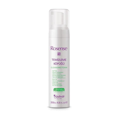 Rosense Facial Cleansing Foam with Rose Extract & Glycerin - Soap-free, Dermatologically Tested Cleanser for Sensitive S