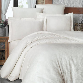 Maxstyle Jacquard Satin Cream King Size Duvet Set - 200x220 cm