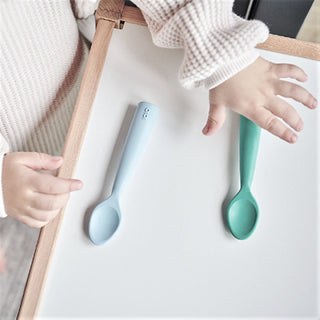 OiOi Silicone Baby Spoon - Mineral Blue | Safe for Infants 6 Months+
