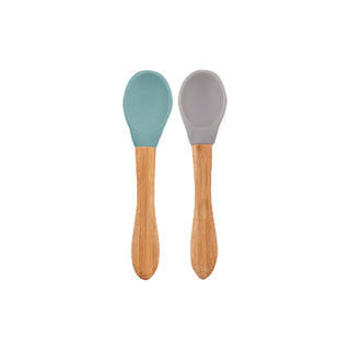 OiOi Baby Spoon Set - Aqua Green & Powder Grey | 2 Pack