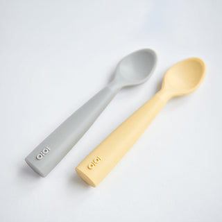 OiOi Baby Spoon - Nam Nam Powder Grey | Food Grade Silicone | 6+ Months