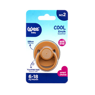 Wee Baby Cool Round Nipple Pacifier No 2 - Brown | For Babies 6-18 Months