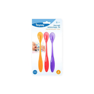 Mycey Long Handle Feeding Spoon Set - 3 Pack | Orange Red Purple