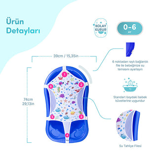 Sevi Bebe Patterned Baby Bath Net - Adjustable Water Theme | Standard Size