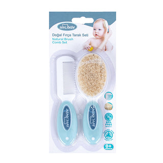 Sevi Bebe Natural Brush and Comb Set - Blue | Baby Care Essentials