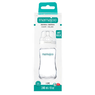 Mamajoo Glass Baby Bottle 240ml - Anti-Colic Nipple No.2 | BPA Free