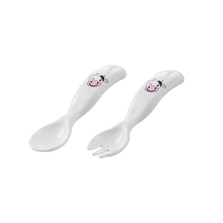 Mamajoo Spoon & Fork Set - Cow Pattern | BPA-Free | 6+ Months