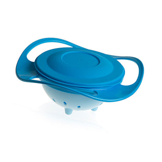 Babyjem Non-Spill Baby Plate Blue - 360° Rotatable Design | BPA-Free