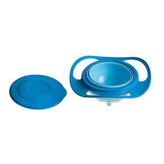 Babyjem Non-Spill Baby Plate Blue - 360° Rotatable Design | BPA-Free