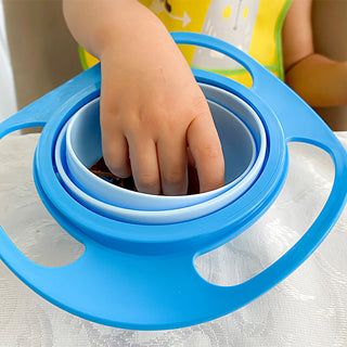 Babyjem Non-Spill Baby Plate Blue - 360° Rotatable Design | BPA-Free