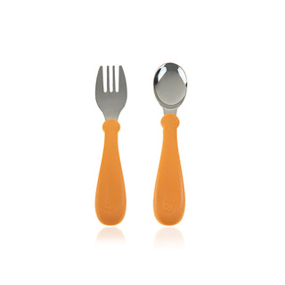 Babyjem Stainless Steel Fork & Spoon Set - Salmon | Kid-Friendly Design