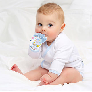 Baby Teething Mitten Blue - Comfort for Teething Babies | Babyjem